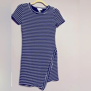 Blue and white horizontal stripped dress